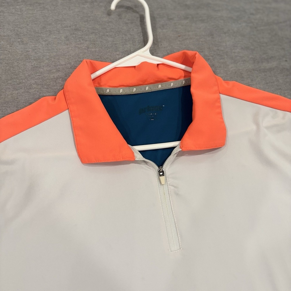 Prince Mens Large Quarter Zip Pullover Performance Athletic Shirt White Orange